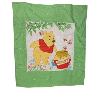 Vintage Winnie the Pooh Baby Crib Blanket Quilt Green Kids‎ Bedding